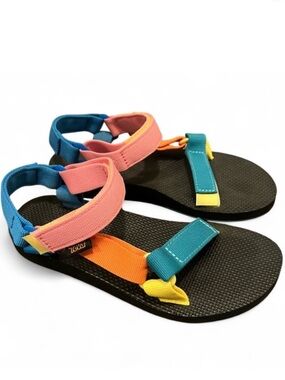 Teva Colorblock 90’s Multi Way Sandals in Pink, Teal, Orange, Yellow
